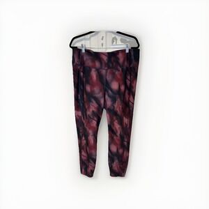LLBean Womens Active Leggings Tie Dye Print 1X Regular Workout Athleisure